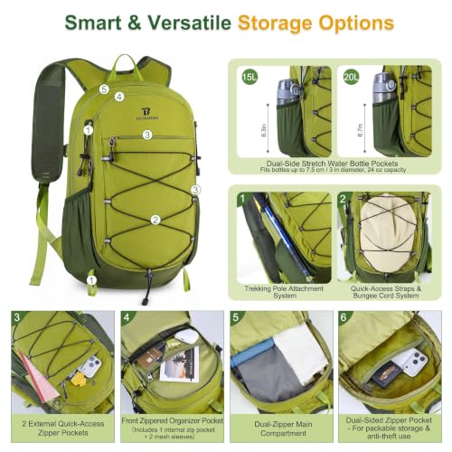 BECOJADDE 15L Packable Hiking Backpack