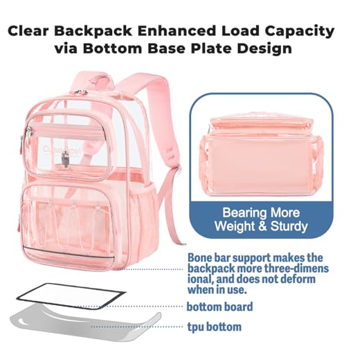 Image of Cusangel Large Clear backpack for Girls women,16in TPU Plastic Bookbag,For Stadium,Concert,school (Pink)
