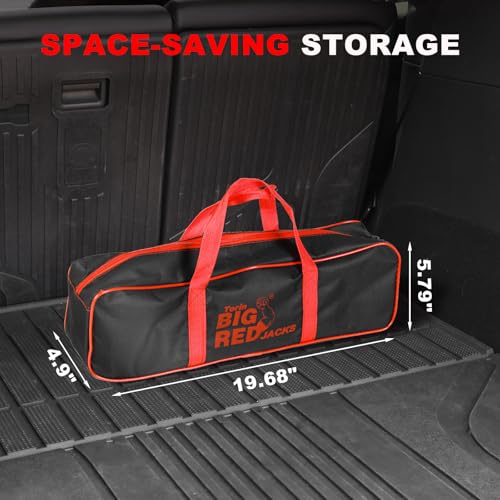 Image of Big RED Car Jack 3Ton /6610 lbs Universal Scissor Jack with Rubber Pad, Portable Tire Changing Kit with Lug Wrench, Emergency Kit for Sedan SUV MPV