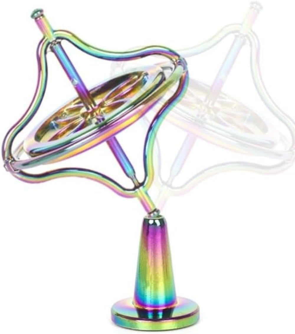 Spinning Gyroscope, Small Gyroscope Portable Universal Silver to Relieve Anxiety of Children in Adult Education (Rose Gold) (Gold)