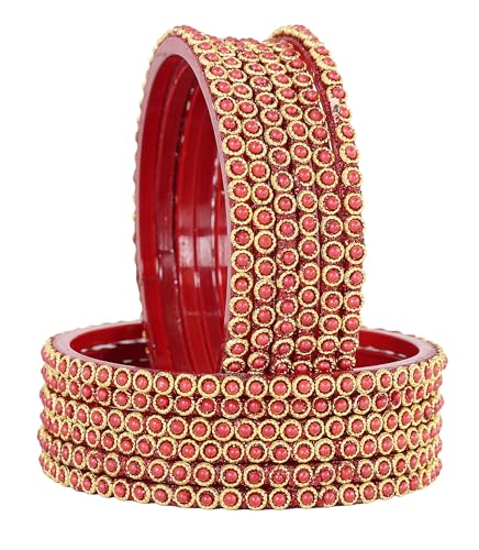 Image of NMII Glass Golden Beads & Pearls Moti Work Designer Bangles Set For Women & Girls | Kanch ki Chudi Set | Girl's Bangles Bracelet | Glass Bangles | Daily, Wedding, Party, Fashion Jewellery- Set of 12