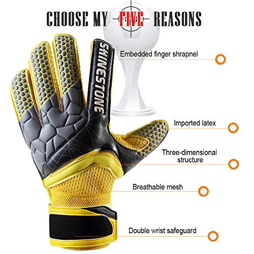 Shinestone Goalkeeper Goalie Gloves, Youth Adult Kids Soccer Football Goalkeeper Goalie Gloves With Strong Grip And Finger Protection To Prevent Injuries(Yellow,Child Size 7) #TOP3
