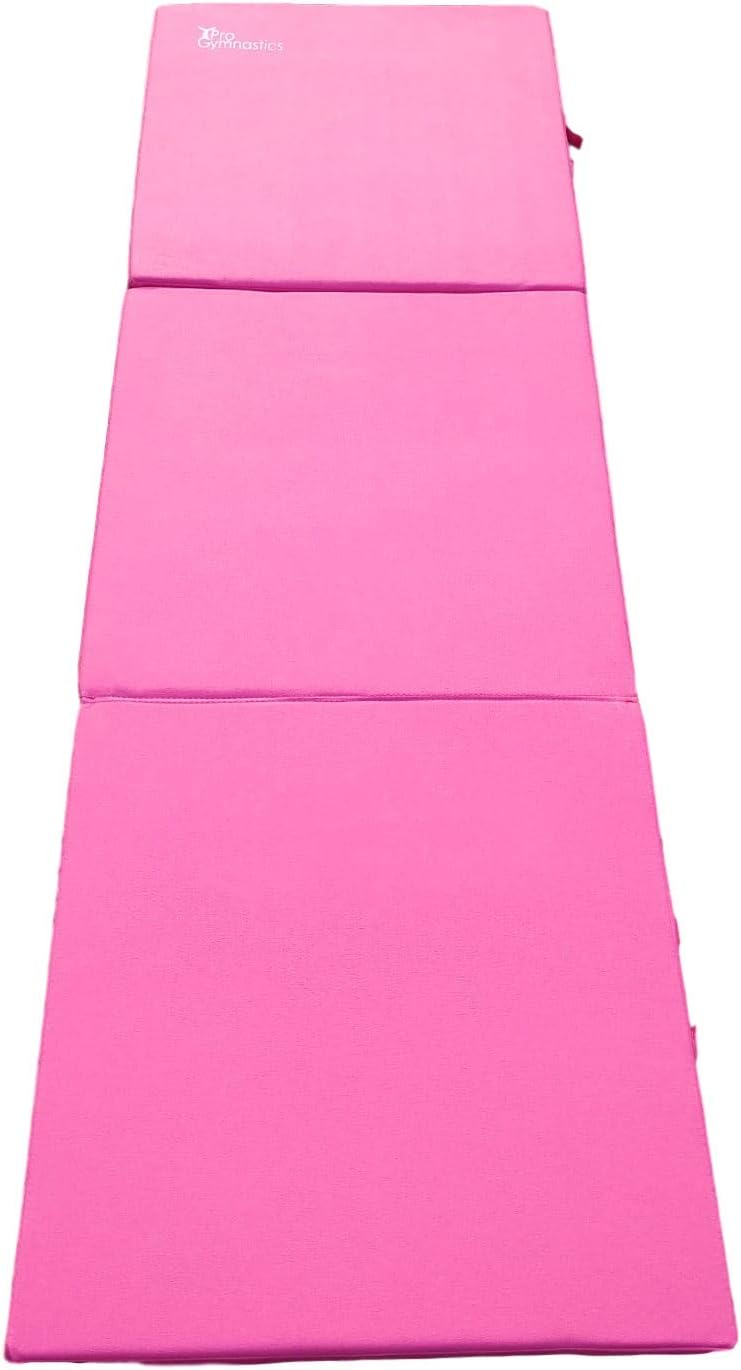 2" Thick Tri-Fold Folding Exercise Mat All Purpose with Carrying Handles for MMA, Gymnastics and Home Gym Protective Flooring Pink