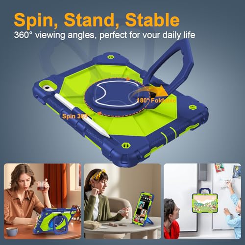 Image of Case for iPad A16 11th /10th Generation 11 inch /10.9 inch 2025 /2022, Ubearkk for iPad a16 case with Screen Protector, 360 Degree Rotating Stand Shoulder Strap Pencil Holder, Navy Green