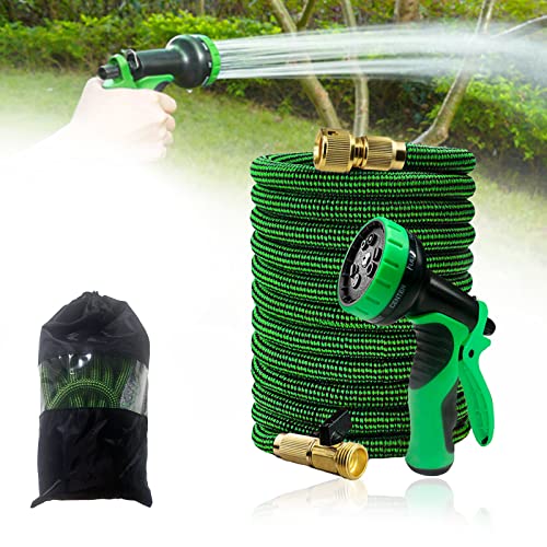 YARDIN Manguera de jardín flexible, plegable, 22,5 m, con pistola de 9 funciones, manguera de agua flexible, incluye bolsa de almacenamiento (22,5 m, negro y verde) Cover