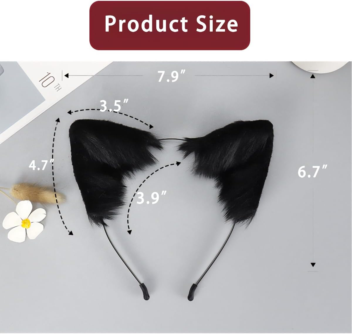 QinRuan Cat Fox Faux Fur Ears Headband Cute Halloween Fancy Dress Cosplay Handmade Animal Furry Ears Hair Hoop - Image 4