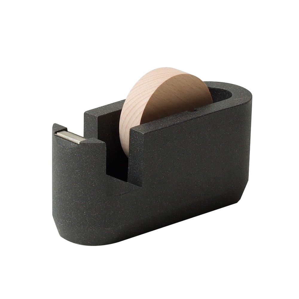 ideaco (イデアコ) テープカッター台 幅17☓奥行6☓高さ11cm tape cutter stone sand black (テープカッター ストーンサンドブラック)