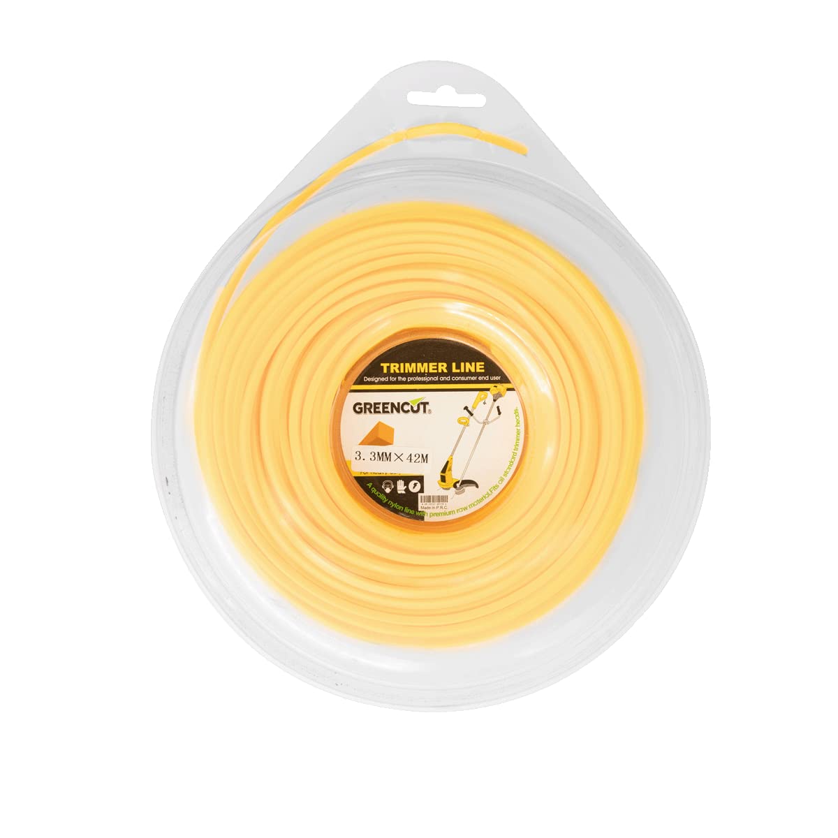 Greencut Hilo Cuadrado para Desbrozadora 3,3 mm x 42 m Rollo de Nailon Reforzado Recambio Compatible