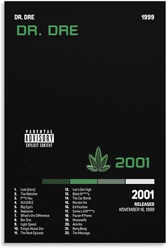 Miniatura 1 de MALOOS 2001 Dr. Dre - Póster de lienzo decorativo para pared, pintura artística para sala de estar, dormitorio, regalo, sin marco, estilo 20 x 30