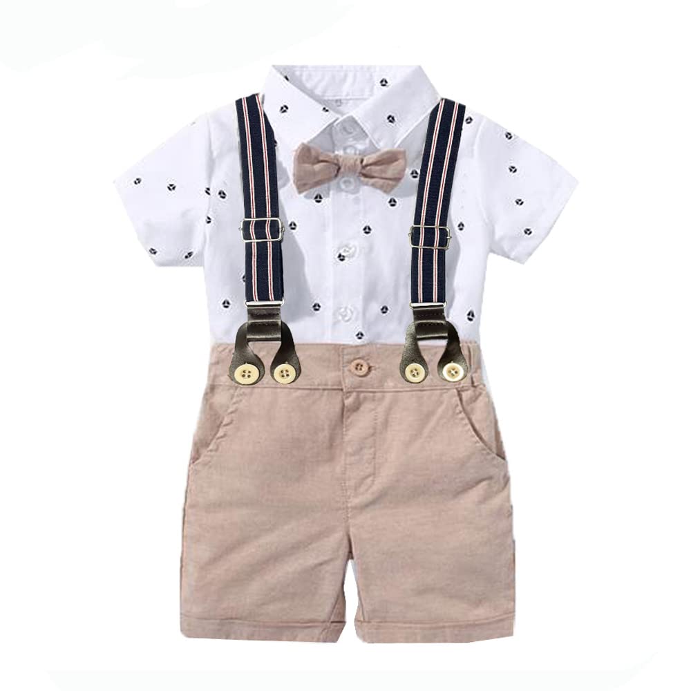 UUAISSO Niño Bebé Niño Caballero Trajes De Manga Corta Mono Camisas Tirantes Pantalones Verano Infantil Pequeño Niño Trajes