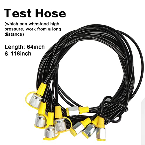 Image of Hydraulic Pressure Test Kit with 5 Gauges, 10 /100 /250 /400 /600bar, 24 Couplings 4 Test Hoses Pressure Gauge Set for Excavator Construction Machinery