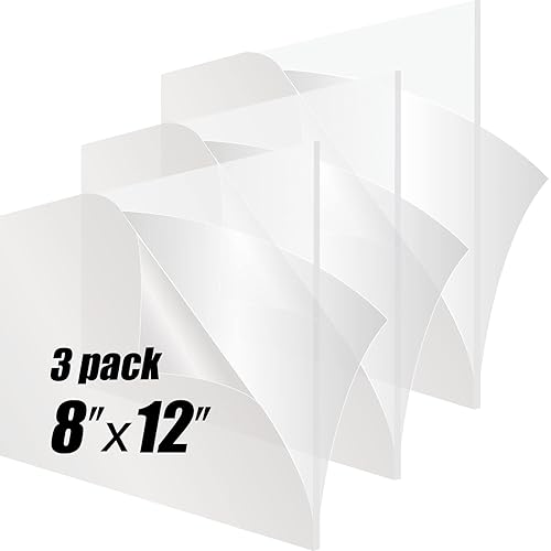 Pinziren - 3 piezas de lámina acrílicapanel de plexiglás de 12 x 24 x 18 pulgadas de grosor, tablero de plástico de vidrio plexiglás transparente de