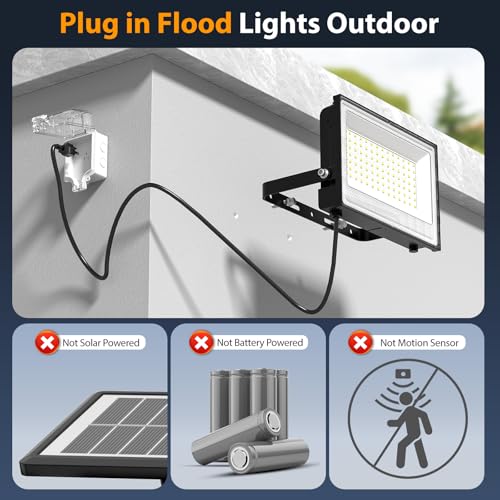 Onforu 120W Flood Lights Outdoor, 12000lm Bright LED Work Light with Plug, 6500K Daylight White LED Flood Lighting, IP66 - Additional View