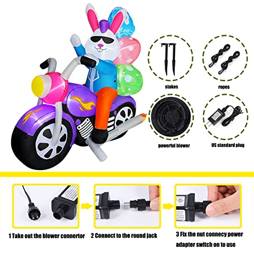 Seasonblow 6 Ft Easter Inflatable Bunny On Motorcycle With Eggs Decorations Led Light Blow Up Rabbit For Yard Lawn Garden Home Outdoor Indoor Holiday Decor #TOP5