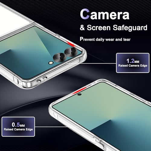 Image of Case for Samsung Galaxy Z Flip 7, Military Grade Drop Protection Clear Phone Case, Yellowing Resistant, Anti-Scratch Hard PC Back, Shockproof Hard Ultra-Thin Protective Cover, Transparent