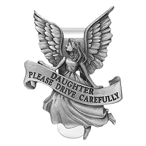 True Faith Jewelry Pewter Daughter Please Drive Carefully Car Guardian Angel Visor Clip, New Driver Gifts from Mom and Dad, Fine Pewter (92% Tin), 2-1/4 x 1-5/8 Inch