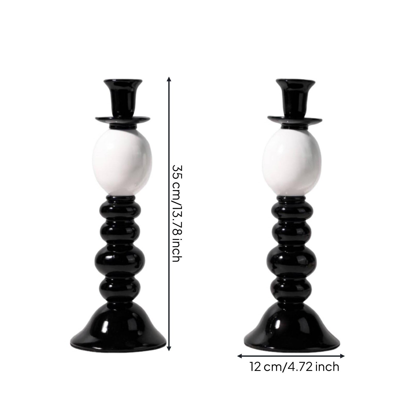2 Stück Kerzenhalter Schwarz Weiß Kerzenständer Leuchter Dekoständer aus Kunstharz mit Geometrischer Silhouette für Moderne Räume für Wohnzimmer Esstisch Flur Regal