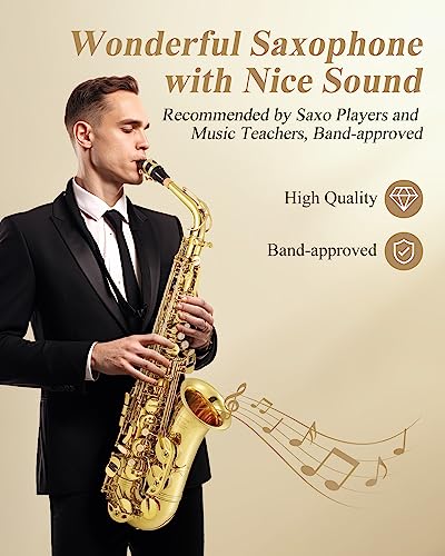 eastar professional alto saxophone golden e flat eb with cleaning kit carrying case mouthpiece neck strap reeds stand as-
