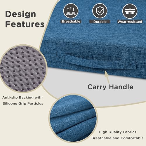 Image of AddGrace Recliner Cushions for Elderly Thick Seat Cushion 20 inchx20 inchx4 inch Chair Pads with Non Slip Backing and Washable Cover for Couch Armchair Chairs Blue