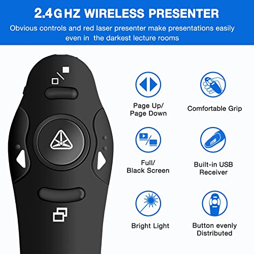 Presentation Clicker Wireless Presenter Remote Usb Control Powerpoint Ppt Clicker, Laser Pointer Rf 2.4Ghz Presenter Remote Google Slide Advancer Powerpoint Clicker For Computer/Laptop/Mac/Keynote #TOP1