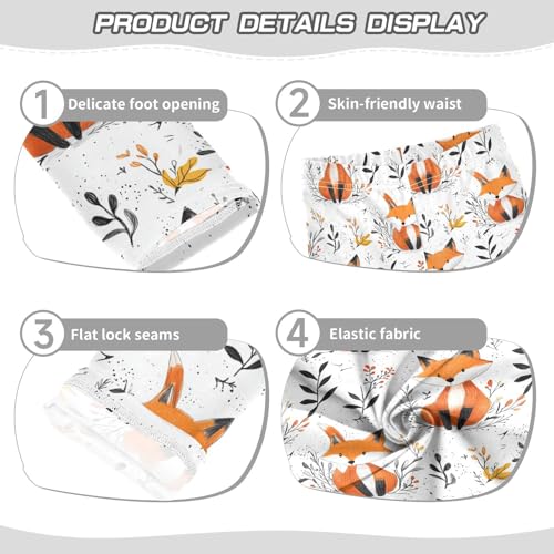 Leaf Cute Fox Girls Casual Leggings for Kids Printed Long Pant Bottoms Stretch and Soft3