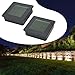 Solar Light Replacement Top Square Panel with Rechargeable Warm White LED for Outdoor Lamps Garden Decor DIY Lampshade 2/4 Pack, Black(2pcs)