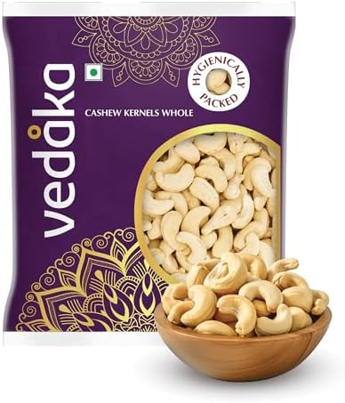 Amazon Brand - Vedaka Whole Cashews | 500 Gram | Kaju Nuts Grade W320 | Plant Based Protein | Gluten-Free | Nutty Flavor | Healthy Snack | Rich Delicious Taste