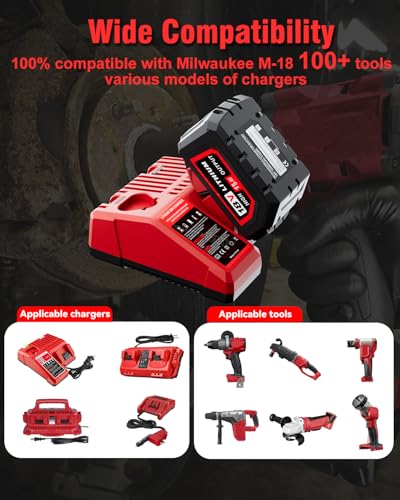 Image of 2Pack 18V 15.0Ah Replacement for Milwaukee M18 Battery and Charger Combo