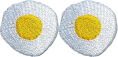 Ranger Return Set 2 of Small Cute Mini Fried Egg Food Tiny Sew Iron on Embroidered Patches (FRIED-EGG-02-MINI2)