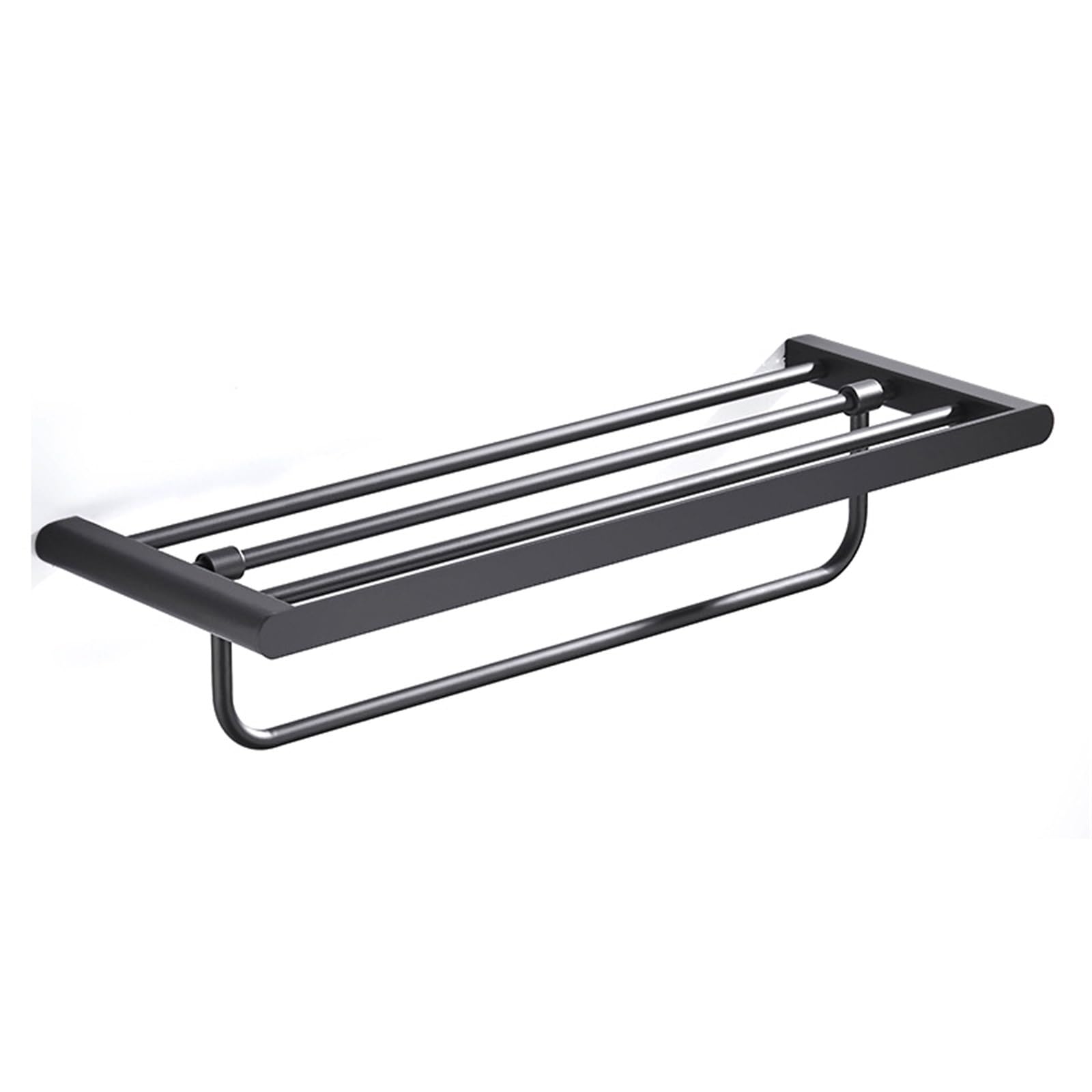 Bathroom towel rail Gold Bathroom Towel Holder Stainless Steel Rack Folding Movable Bath Bar Hardware Accessories Grey(60cm Black)