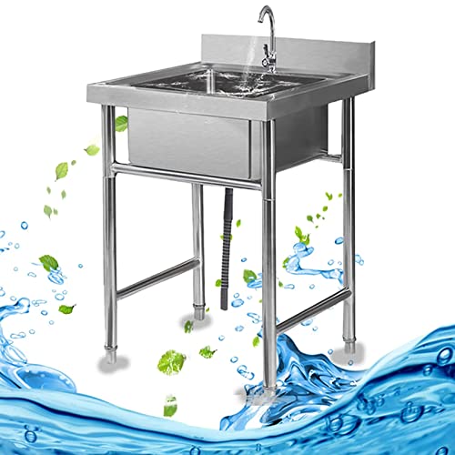 Lavabo independiente de acero 304 con grifo integrado, resistencia para hostelería 2