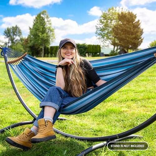 Image of SUNCREAT Hammocks Fabric Hammock for Backyard, Navy & Blue