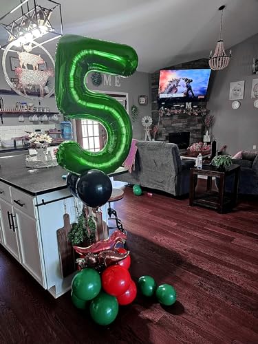 Image of Dark Green Number 5 Balloon 40 Inch, 5th Birthday Party Decorations, Giant 5 Foil Balloon for Party Supplies