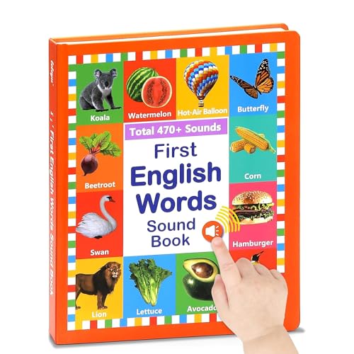Image of Kidology My First English Words Sound Book for Kids | 470+ Words Interactive Talking & Musical Learning Book with 21 Topics, Built-in Quiz, Nursery Rhymes & Piano | Educational Audio Toy Age 3+