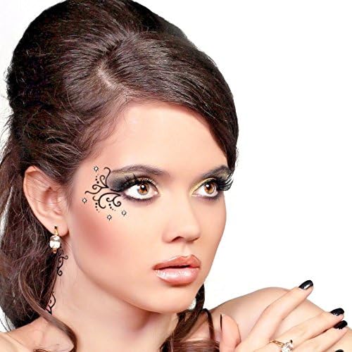 Party Eyes Stage Festival Club Make Up Black Swirls Crystal Temporary Face Tattoo by Addttoo