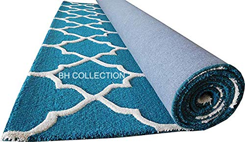 Image of Classical Look Embossed Curved Handmade Tufted Woolen Thick Plain Round Carpet for Bedroom Hall Size 8x8 feet (240X240 cm Round) Multi