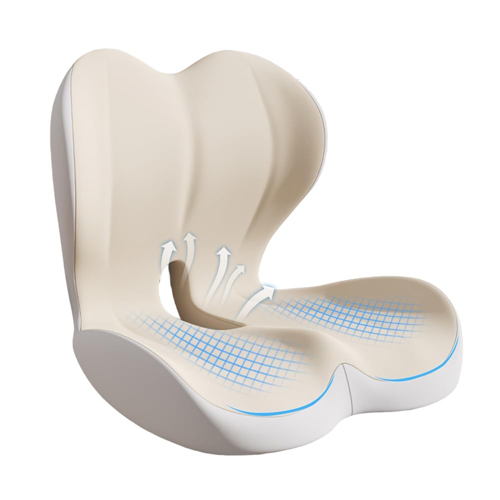Advanced Slow-Rise Memory Foam Seat Cushion - Orthopedic Coccyx & Lumbar Support Pillow for Tailbone & Back Pain Relief - Lasting Comfort for Office Chair, Car, Truck, Wheelchair - Non-Slip โ image 1