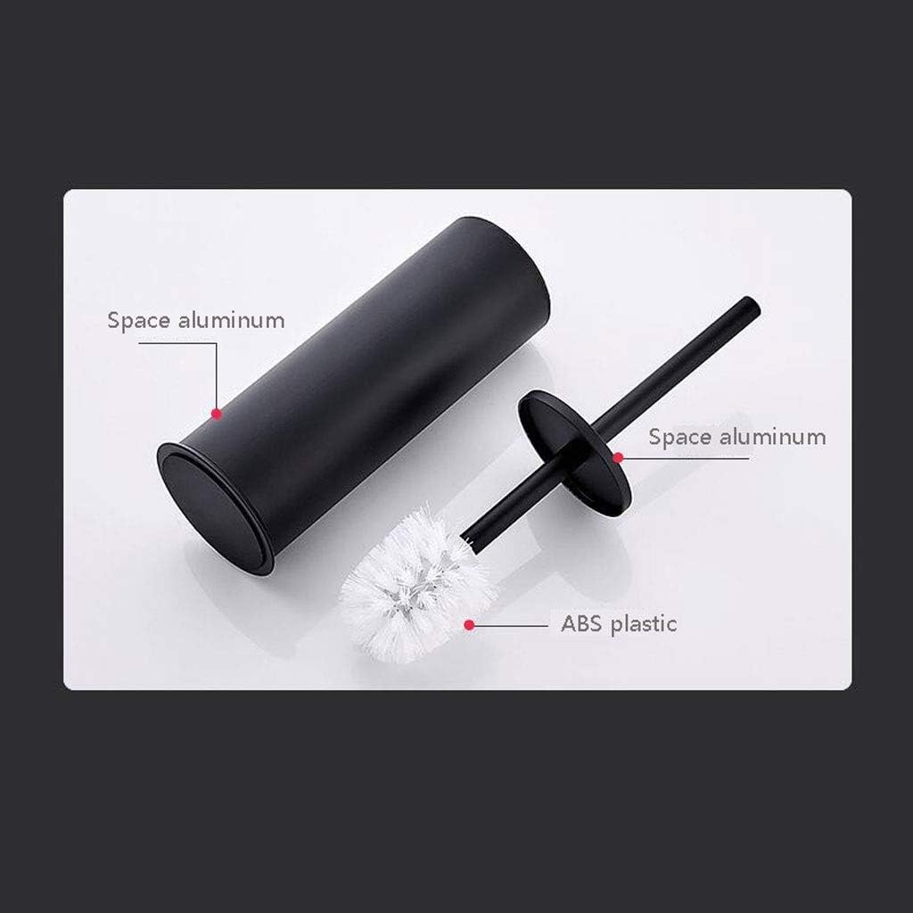 Cepillo de Inodoro y Asiento de Inodoro, Mango de Acero Inoxidable, Juego de cepillos de baño, Cepillo de Inodoro Completamente Cerrado, Accesorios de baño (Negro)