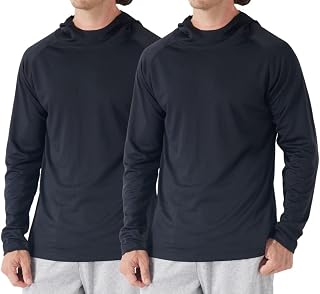 TEXFIT 2-Pack Lightweight Men’s Long Sleeve Shirts with Hood, Quick Dry Performance Hoodies