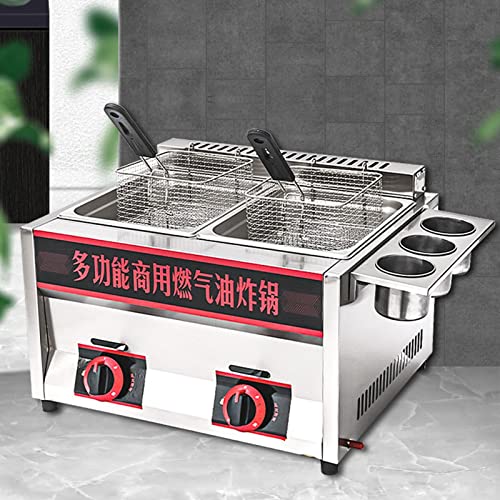 Kommerzielle Fritteuse mit Deckel, 2 x 6 l Doppelzylinder-Fritteusen, abnehmbarer Ölkorb aus Edelstahl 304 in Lebensmittelqualität, Ölfritteuse für Pommes Frites – Bild 4