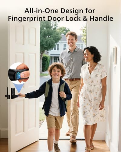 Philips Wi-Fi Smart Door Lock with Handle, Keyless Entry Door Lock for Front Door Lock Set with App Remote Control, Fingerprint Door Handle Lock, Touchscreen Keypad Lever Lock Front Door Handle - Image 3