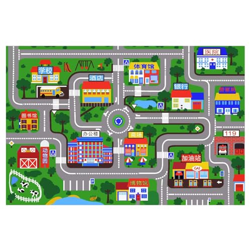 Tapis Bébé Sol - Tapis d'Éveil Sensoriel Enfant,Jouets Éducatifs Antidérapant Pliable avec Ville pour Activités Intérieur Extérieur