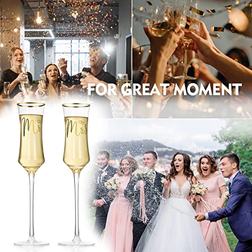 Roxburgh Champagne Flutes Glasses Set Of 2, Hand Blown Crystal Wedding Toasting Flutes For Bride And Groom, Long Stem Mr And Mrs Champagne Glasses For Wedding Engagement Anniversary Christmas Gifts #TOP2