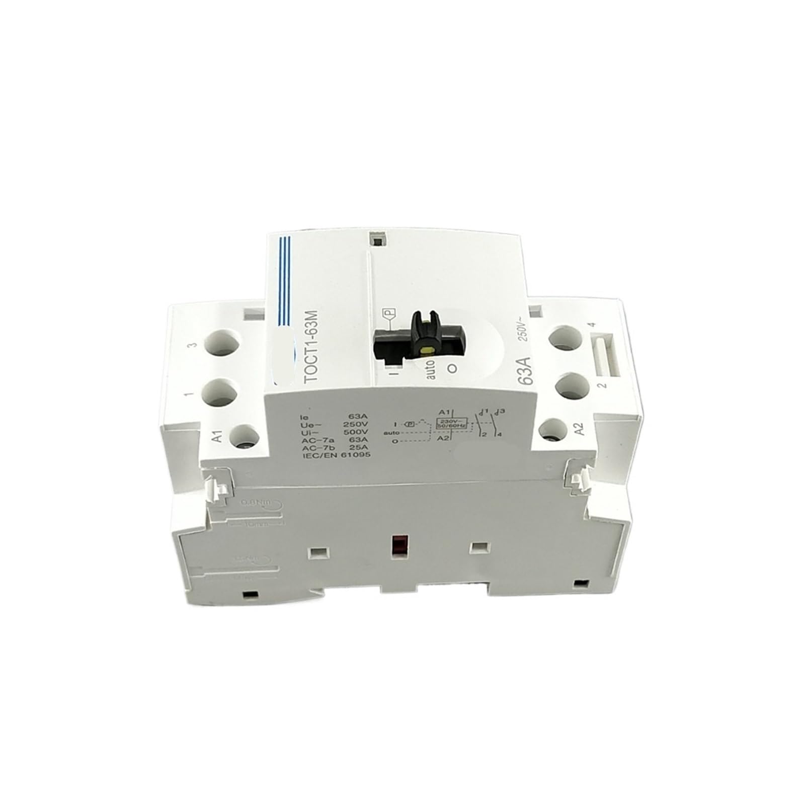 Stycznik modułowy AC do użytku domowego na szynie DIN 2P 63A 220V/230V 50/60 Hz z ręcznym przełącznikiem sterującym, 1 szt. (2NO)