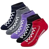 KONY Womens 5 Pairs Lightweight Cotton Novelty Low Cut Ankle Socks, Unique Fun Gifts for Teen Girls Size 6-10 (Shoes Sneaker)