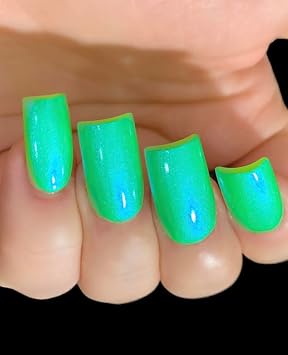 Polish Me Silly Slimey Glow - Neon Green Blue NEON Glow Pop Collection Multi Color Shifting Mylar Oil Slick Indie Nail Polish