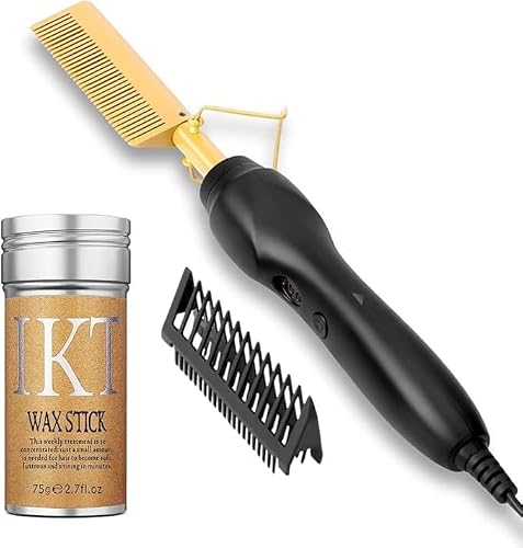 Professional High Heat Ceramic Hair Press Hot Comb & IKT Wax Stick