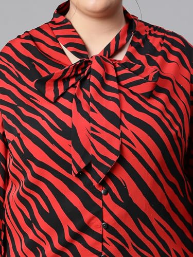 Image of oxolloxo Women Plus Size V-Neck with Tie-Knot Long Sleeve Top