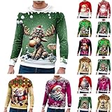 Générique Pull de Noel Homme Pull de Noël 3D Rigolo   Cadeau Homme Femme Père Noël Renne Drôle Ugly Christmas Jumper Cerf Sweat Shirt