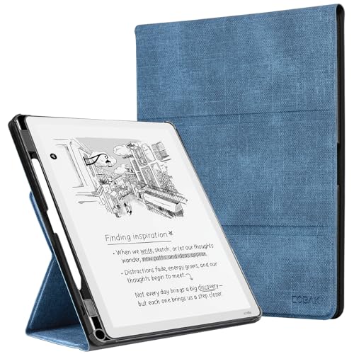 Image of CoBak Case for 11 inch Kindle Scribe 3rd Generation 2025, Kindle Scribe Colorsoft with Two Viewing Angles - All New PU Leather Cover with Auto Sleep Wake, Pen Holder. Sandy Beige